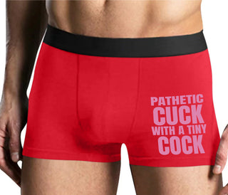 Pathetic Cuck With A Tiny Cock - Mens Red Boxer Brief