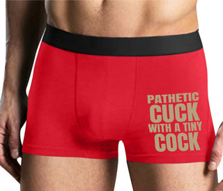 Pathetic Cuck With A Tiny Cock - Mens Red Boxer Brief