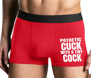 Pathetic Cuck With A Tiny Cock - Mens Red Boxer Brief