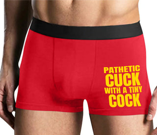 Pathetic Cuck With A Tiny Cock - Mens Red Boxer Brief