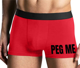Peg Me - Bold Logo - Mens Red Boxer Brief