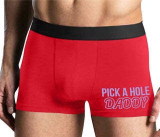 Pick A Hole Daddy - Mens Red Boxer Brief