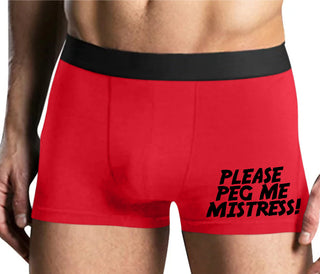 Please Peg Me Mistress - Mens Red Boxer Brief