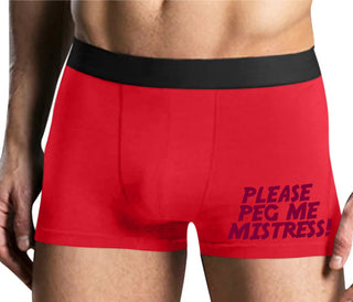 Please Peg Me Mistress - Mens Red Boxer Brief