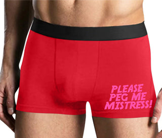 Please Peg Me Mistress - Mens Red Boxer Brief