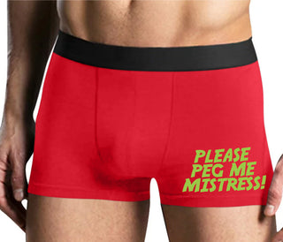 Please Peg Me Mistress - Mens Red Boxer Brief