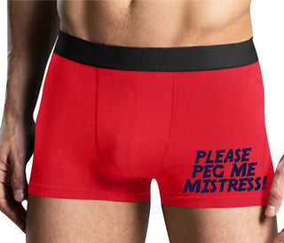 Please Peg Me Mistress - Mens Red Boxer Brief