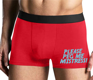Please Peg Me Mistress - Mens Red Boxer Brief