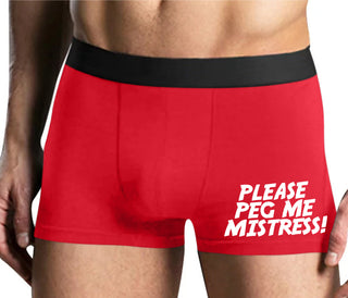 Please Peg Me Mistress - Mens Red Boxer Brief