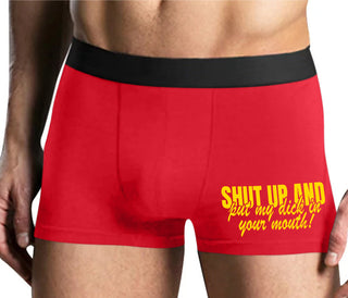 Shut Up and Put My Dick In Your Mouth - Mens Red Boxer Brief