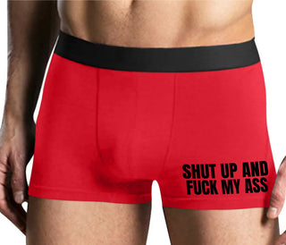 Shut Up and Fuck My Ass - Mens Red Boxer Brief