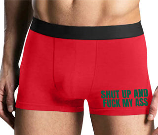 Shut Up and Fuck My Ass - Mens Red Boxer Brief
