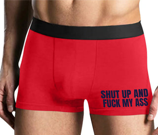 Shut Up and Fuck My Ass - Mens Red Boxer Brief