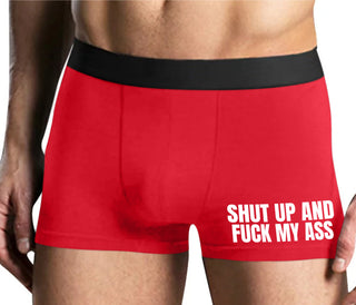 Shut Up and Fuck My Ass - Mens Red Boxer Brief