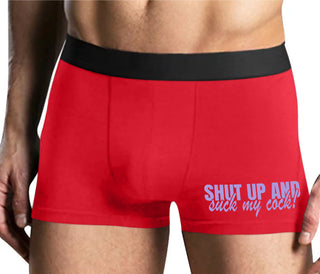 Shut Up and Suck My Cock - Mens Red Boxer Brief