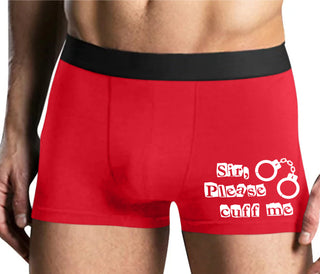 Sir Please Cuff Me - Mens Red Boxer Brief