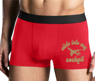 Slide Into My Cockpit - Mens Red Boxer Brief