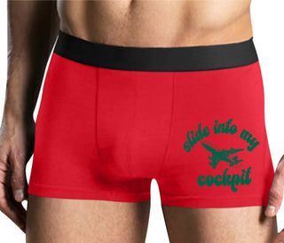 Slide Into My Cockpit - Mens Red Boxer Brief