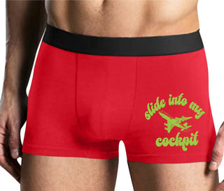 Slide Into My Cockpit - Mens Red Boxer Brief