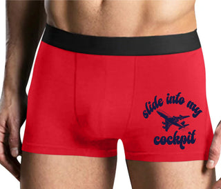 Slide Into My Cockpit - Mens Red Boxer Brief