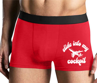 Slide Into My Cockpit - Mens Red Boxer Brief