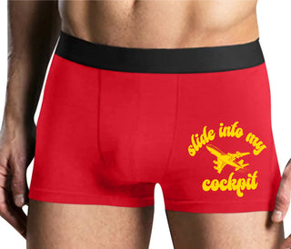 Slide Into My Cockpit - Mens Red Boxer Brief