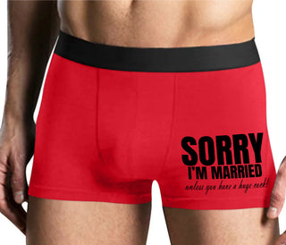 Sorry I'm Married Unless You Have A Huge Cock - Mens Red Boxer Brief