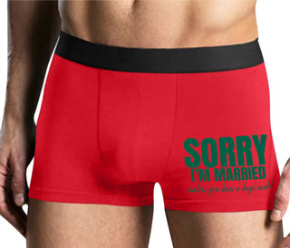 Sorry I'm Married Unless You Have A Huge Cock - Mens Red Boxer Brief