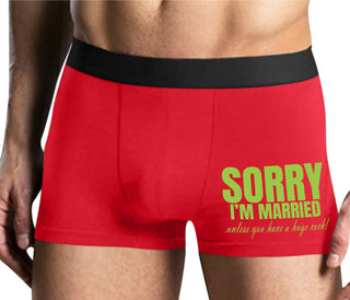 Sorry I'm Married Unless You Have A Huge Cock - Mens Red Boxer Brief