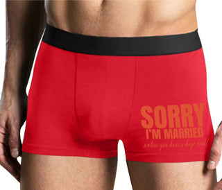 Sorry I'm Married Unless You Have A Huge Cock - Mens Red Boxer Brief