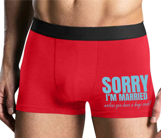 Sorry I'm Married Unless You Have A Huge Cock - Mens Red Boxer Brief