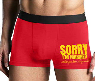Sorry I'm Married Unless You Have A Huge Cock - Mens Red Boxer Brief