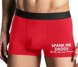 Spank Me Daddy It's The Only Way I'll Learn - Mens Red Boxer Brief
