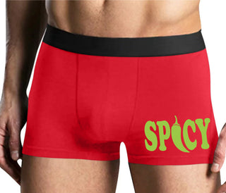 Spicy - Cute Pepper Logo - Mens Red Boxer Brief