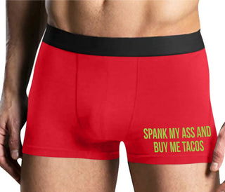 Spank My Ass And Buy Me Tacos - Mens Red Boxer Brief