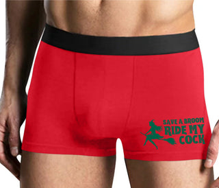 Save A Broom - Ride My Cock - Mens Red Boxer Brief