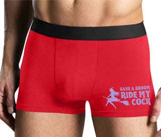 Save A Broom - Ride My Cock - Mens Red Boxer Brief