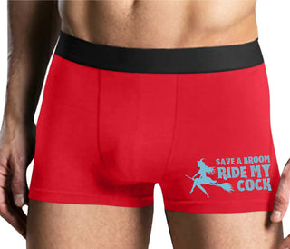 Save A Broom - Ride My Cock - Mens Red Boxer Brief