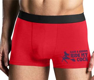 Save A Broom - Ride My Cock - Mens Red Boxer Brief