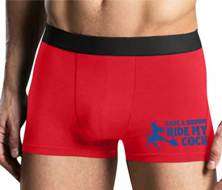 Save A Broom - Ride My Cock - Mens Red Boxer Brief