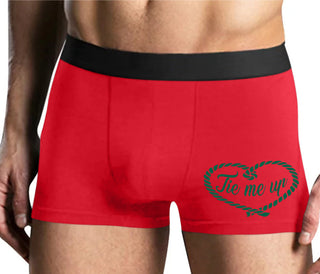Tie Me Up - Cute Rope Design - Mens Red Boxer Brief