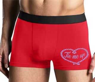 Tie Me Up - Cute Rope Design - Mens Red Boxer Brief