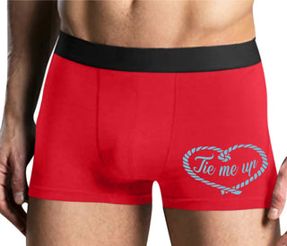 Tie Me Up - Cute Rope Design - Mens Red Boxer Brief