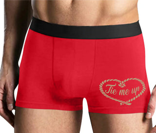 Tie Me Up - Cute Rope Design - Mens Red Boxer Brief