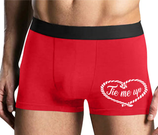 Tie Me Up - Cute Rope Design - Mens Red Boxer Brief
