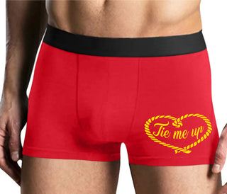 Tie Me Up - Cute Rope Design - Mens Red Boxer Brief