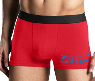 Take These Off And Spank Me - Mens Red Boxer Brief