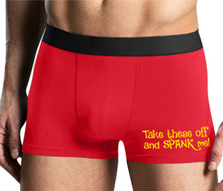 Take These Off And Spank Me - Mens Red Boxer Brief