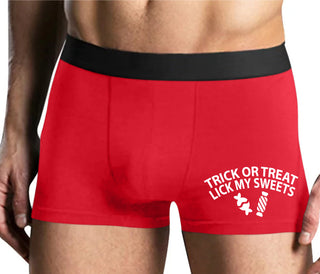 Trick Or Treat Lick My Sweets - Mens Red Boxer Brief