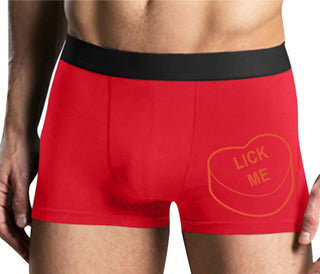 Valentines Day Candy - Lick Me - Mens Red Boxer Brief